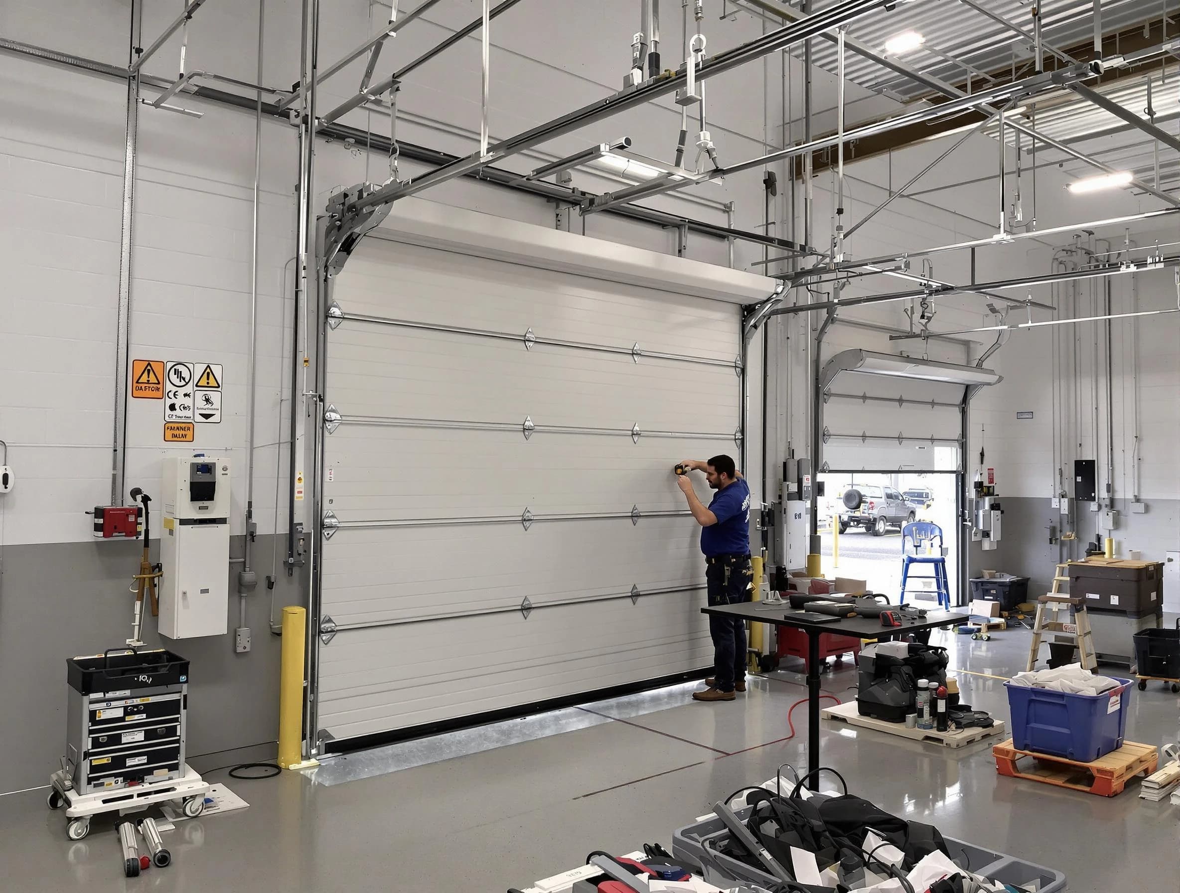 Commercial garage door repair being performed by Florence Garage Door Repair expert in Florence