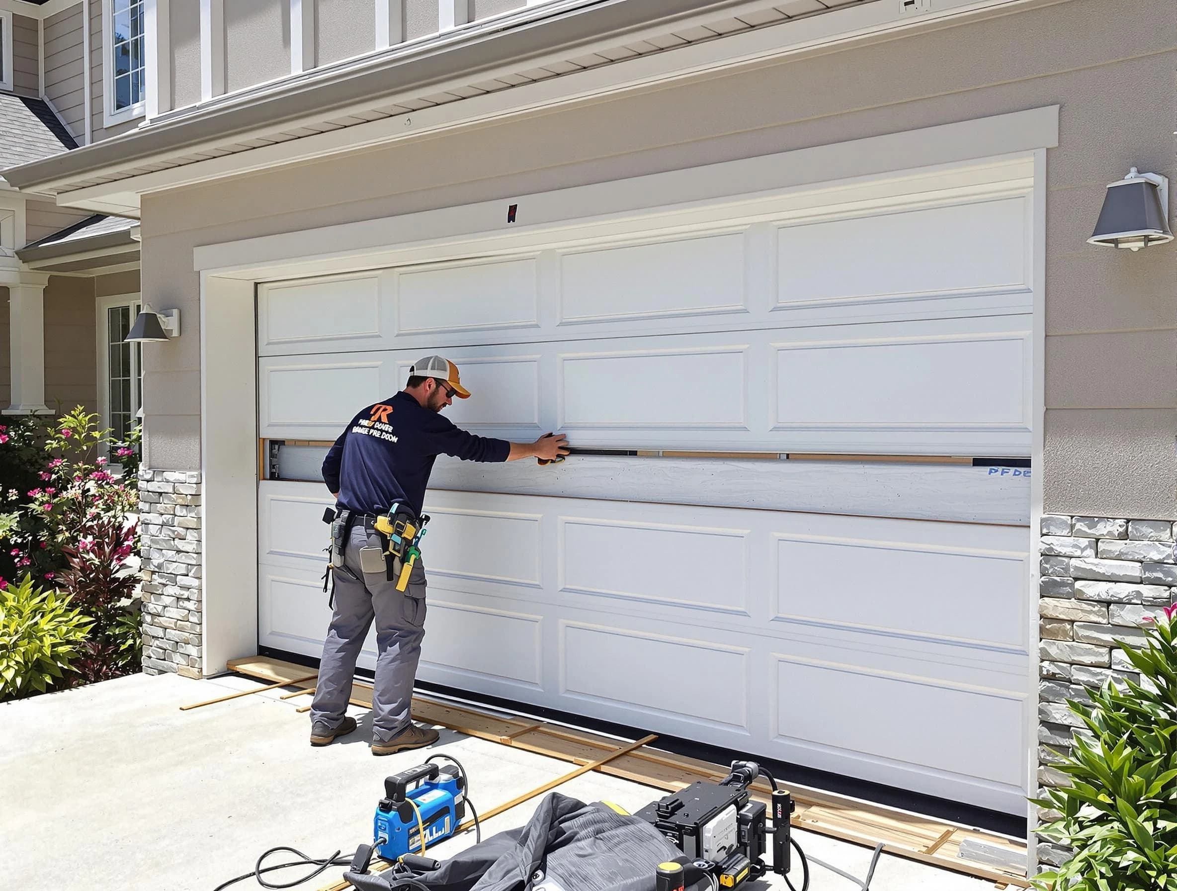 Florence Garage Door Repair team performing complete garage door replacement at Florence residence