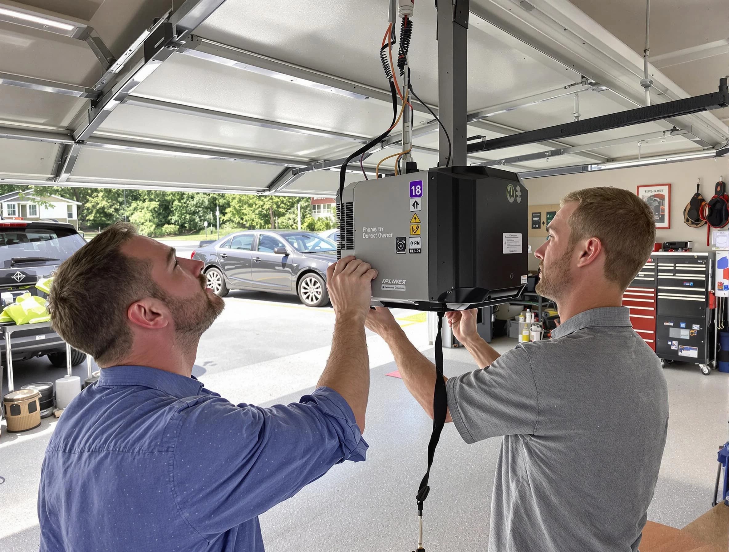 Florence Garage Door Repair technician installing garage door opener in Florence