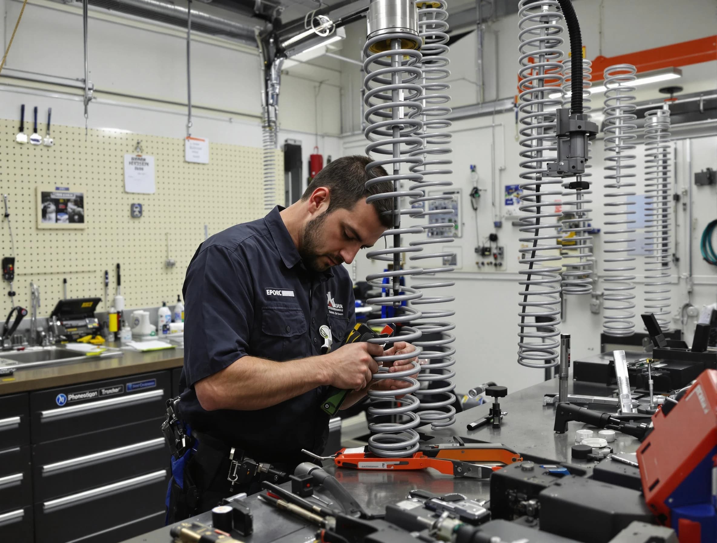 Florence Garage Door Repair technician performing spring repair in Florence